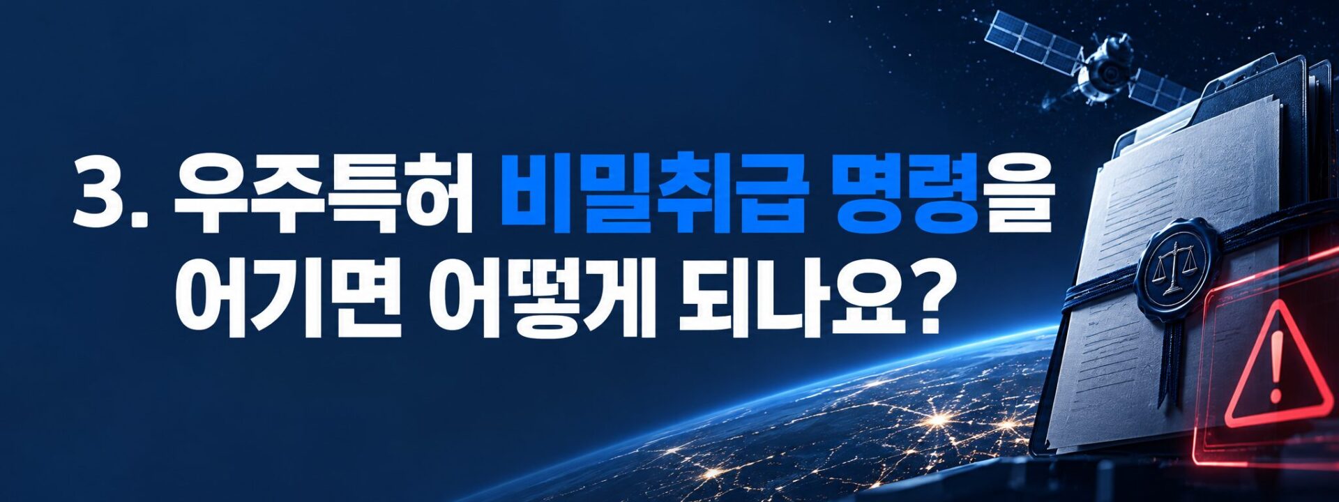 비밀취급 명령 위반 시 효과를 나타낸 봉인 문서와 경고 표시